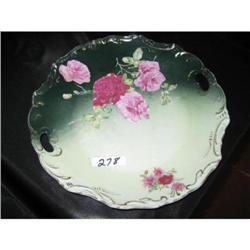 Hand Painted Open handle cake plate