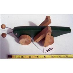 Wooden grasshopper pull toy