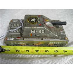 Tin lithograph friction toy M-60 tank