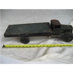 Stake truck metal cab wood bed tin wheels