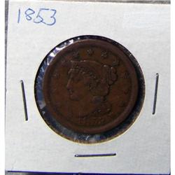 1853 Large Cent - Braided Hair