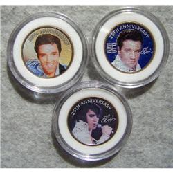 3 Elvis Presley 25th Anniversary Quarters in Cases