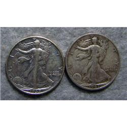 2 Liberty Walking Half Dollars 1939D & 1943S