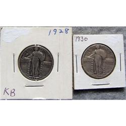 2 Standing Liberty Silver Quarters 1930 & 1925