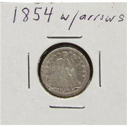 1854 Seated Silver Liverty Dime W/Arrows