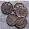 Image 1 : 5 Mercury Silver Dimes With Different Dates
