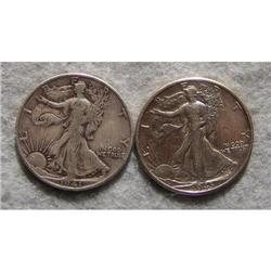 2 Liberty Walking Half Dollars 1943D & 1941S