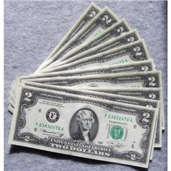 10 Uncirculated $2 Federal Reserve Notes