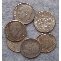 6 Silver Roosevelt Dimes