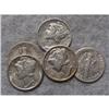 Image 1 : 5 Mercury Silver Dimes With Different Dates