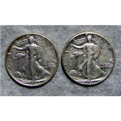 2 Liberty Walking Half Dollars 1941 & 1942S