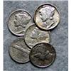 Image 1 : 5 Mercury Silver Dimes With Different Dates