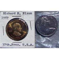 1968 Canidian Dollar Uncirculated & 1969 Nixon Token