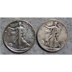 2 Liberty Walking Half Dollars 1943 &1945S
