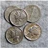 Image 1 : 5 Mercury Silver Dimes With Different Dates