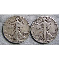 2 Liberty Walking Half Dollars 1942 & 1947D