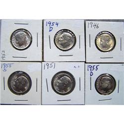 6 Silver Roosevelt Dimes