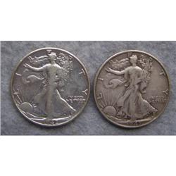 2 Liberty Walking Half Dollars 1947 & 1942D