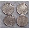 4 Mercury Silver Dimes With Different Dates