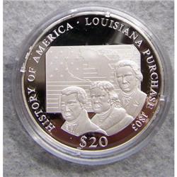 Republic Of Liveria $20 - 20 grams .999 Silver