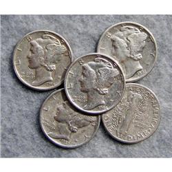 5 Mercury Silver Dimes