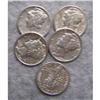 Image 1 : 5 Mercury Silver Dimes With Different Dates