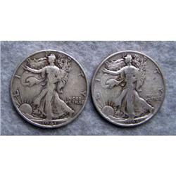 2 Liberty Walking Half Dollars 1944  1941D
