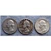 3 Washington Silver Quarters 1955, 1964 & 1964D