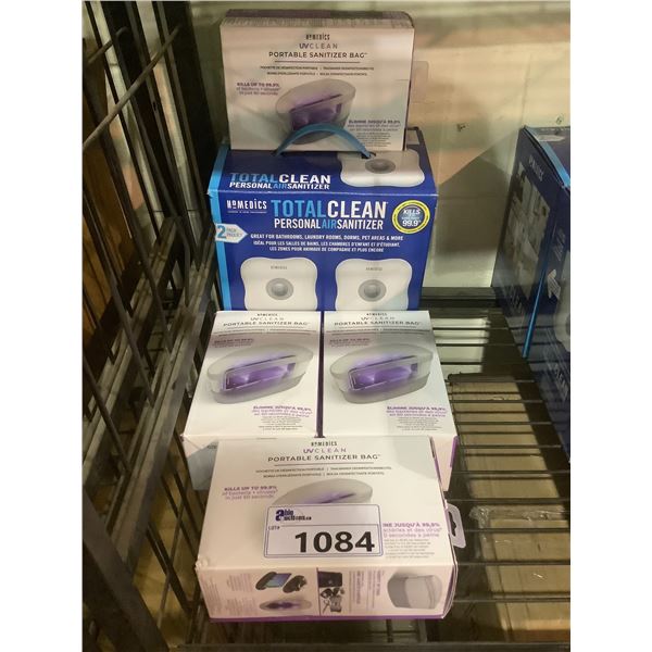HOMEDICS TOTAL CLEAN PERSONAL AIR SANITIZER & 4 HOMEDICS UV CLEAN PORTABLE SANITIZER BAGS