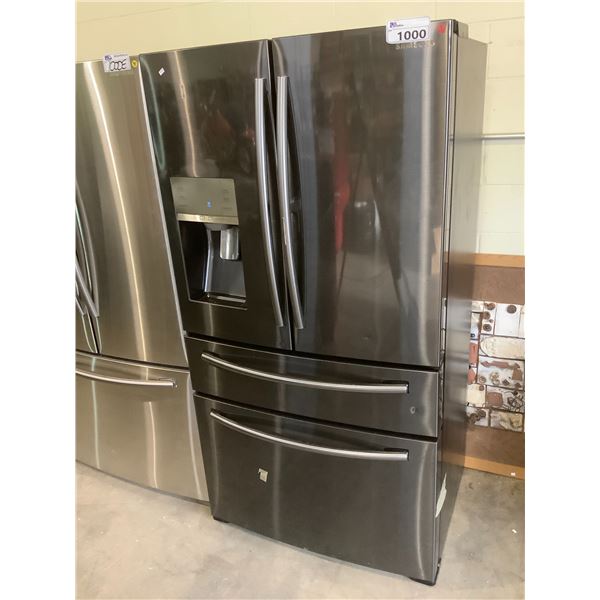 SAMSUNG BLACK FRENCH DOOR FRIDGE MODEL RF22KREDBSG VISIBLE DAMAGE
