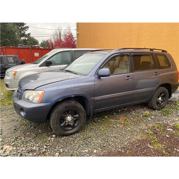 2001 TOYOTA HIGHLANDER, GREY, 4DRSW, GAS, AUTOMATIC, VIN JTEHF21A310023659, 148,246KMS, RD,CD,PW,