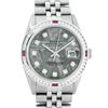 Image 1 : Rolex Mens SS Meteorite Diamond & Ruby Channel Set Oyster Perpetual Datejust Wri