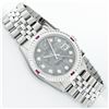 Image 3 : Rolex Mens SS Meteorite Diamond & Ruby Channel Set Oyster Perpetual Datejust Wri