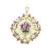 Image 1 : 0.76 ctw Ruby And Diamond Pendant-Pin - 18KT Yellow And White Gold