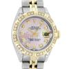 Image 1 : Rolex Ladies 2 Tone Pink MOP Diamond Lugs & Pyramid Datejust Wriswatch