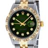 Image 1 : Rolex Mens 2 Tone Green Vignette Pyramid Diamond 36MM Datejust Wristwatch