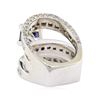 Image 3 : 7.40 ctw Sapphire and Diamond Ring - 18KT White Gold