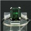 Image 2 : Vintage 18kt White Gold 2.62 ctw Green Tourmaline Solitaire and Diamond Ring