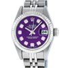 Image 2 : Rolex Ladies Stainless Steel Purple Diamond Quickset Datejust Wristwatch 26MM