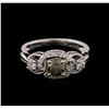 Image 2 : 14KT White Gold 0.87 ctw Diamond Ring
