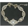 Image 1 : Antique Art Deco 14kt White Gold Camphor Glass and Damond Bracelet
