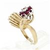 Image 7 : 14k Yellow & White Gold Open Domed Ring w/ 1.05 ctw Round Ruby & Diamond Flower