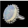 Image 1 : 9.45 ctw Opal and Diamond Ring - 14KT White Gold