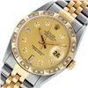 Image 9 : Rolex Mens 2 Tone Champagne Diamond Pyramid Bezel Datejust Wristwatch