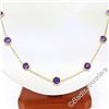 Image 3 : 14k Yellow Gold 16.10 ctw Round Checkerboard Amethyst by the Yard Chain Necklace