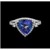 Image 2 : 3.60 ctw Tanzanite and Diamond Ring - Platinum