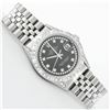 Image 3 : Rolex Mens Stainless Steel Black Diamond Lugs & Pyramid Bezel Datejust Wristwatc