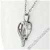 Image 4 : 10kt White Gold Pave Set Single Cut Diamond Open Heart Flower Cluster Pendant Ne