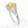 Image 5 : 14k White Gold 1.80 ctw Fine Filigree & Milgrain Work Citrine Solitaire Ring