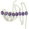 Image 4 : 14k White Gold 8 ctw 8 Station Amethyst by the Yard 20" Cable Link Chain Necklac